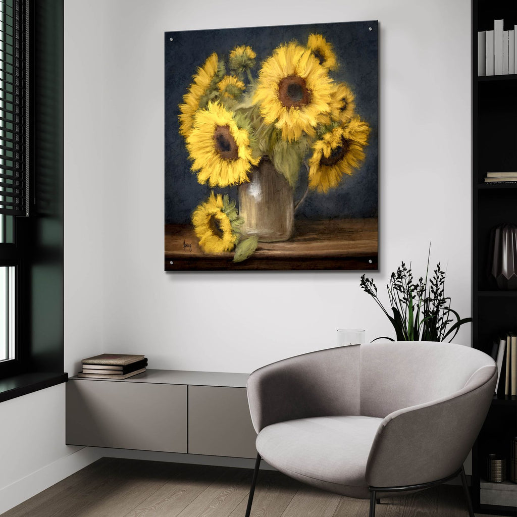 Sunflowers In Pitcher by Ashley Bradley - 36x36 acrylic wall art in a room