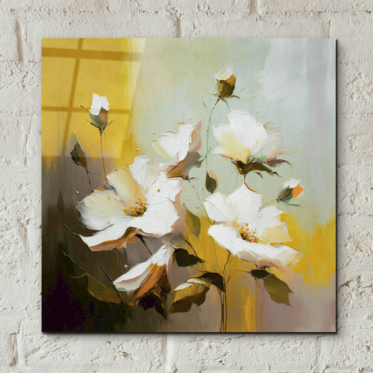 Acrylic Flowers In Yellow by Svetlana Aleynikova - 12x12 acrylic wall art in a room