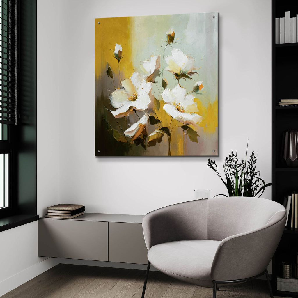 Acrylic Flowers In Yellow by Svetlana Aleynikova - 36x36 acrylic wall art in a room