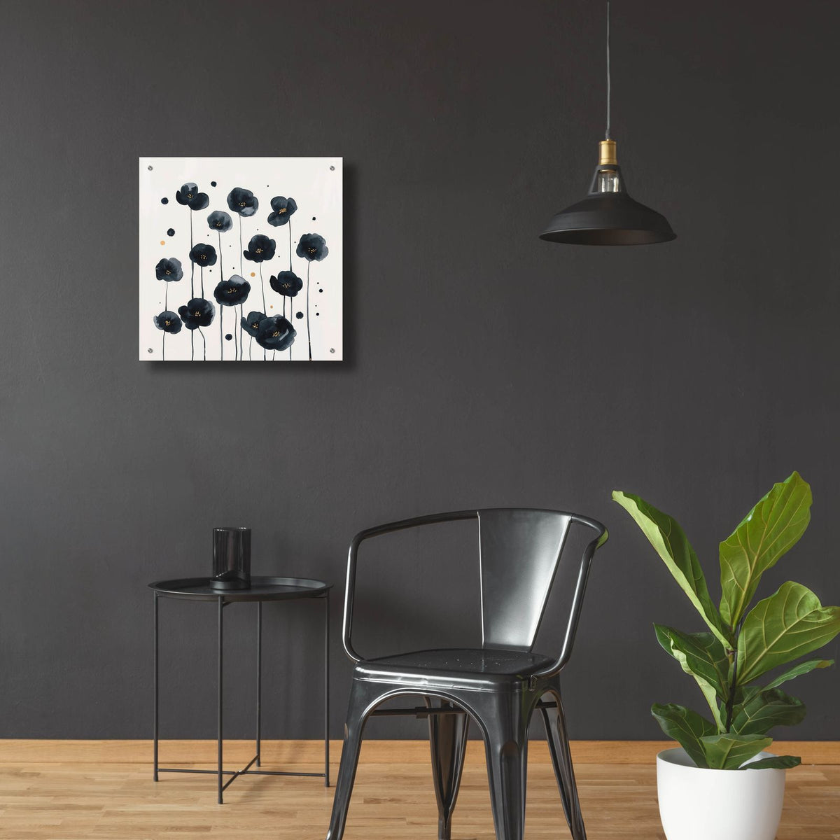 Black Poppies by Svetlana Aleynikova - 24x24 acrylic wall art in a room