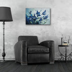 Blue Abstract Flowers by Svetlana Aleynikova - 24x16 acrylic wall art in a room
