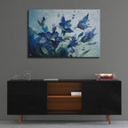 Blue Abstract Flowers by Svetlana Aleynikova - 36x24 acrylic wall art in a room
