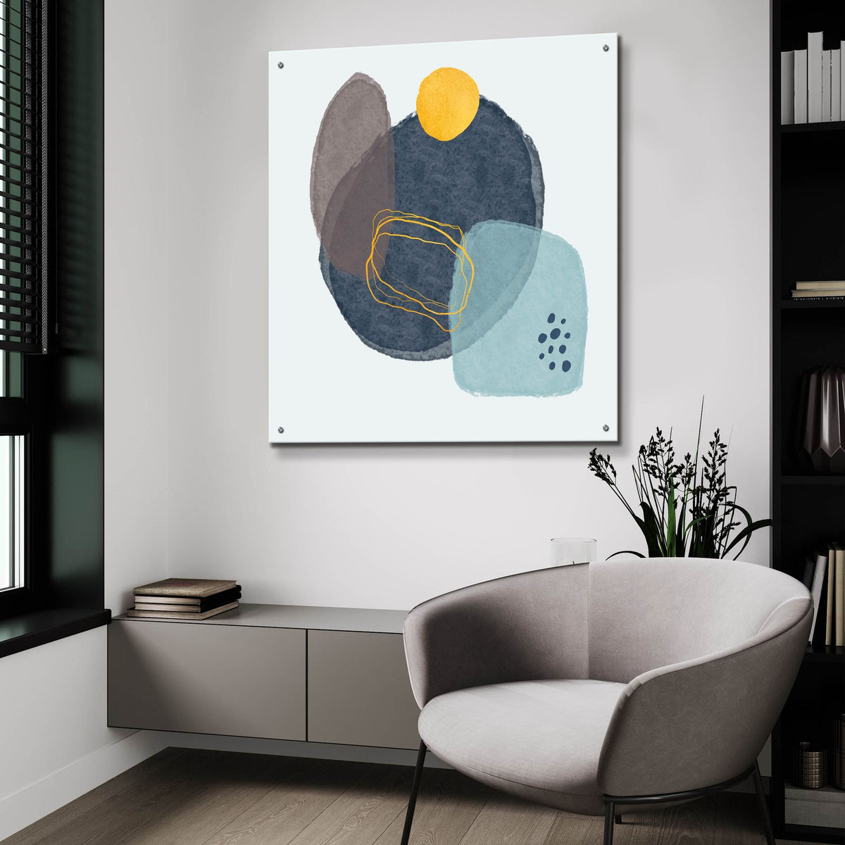 Blue And Yellow Abstraction 2 by Svetlana Aleynikova - 36x36 acrylic wall art in a room