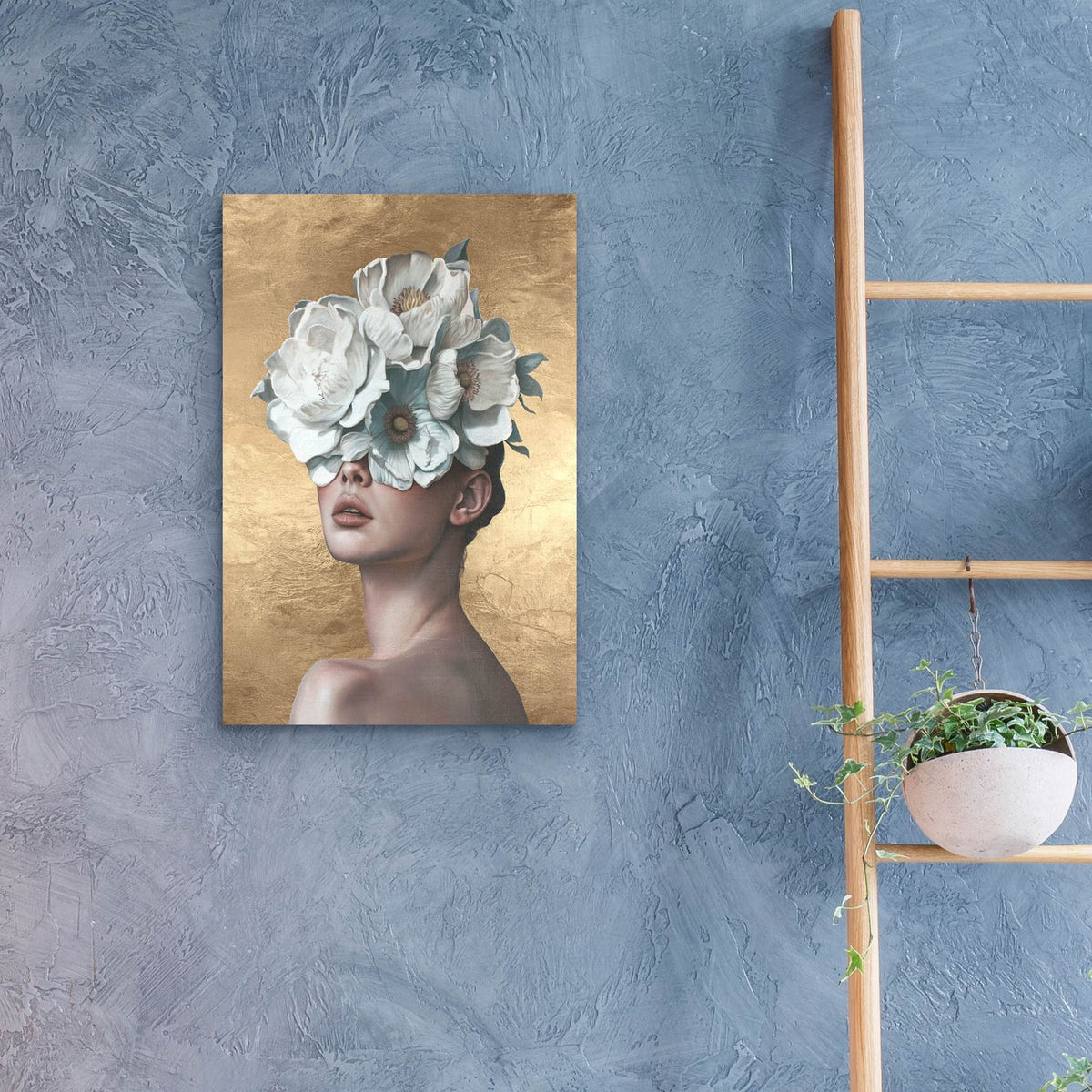 Blue Flower Lady by Svetlana Aleynikova - 16x24 acrylic wall art in a room