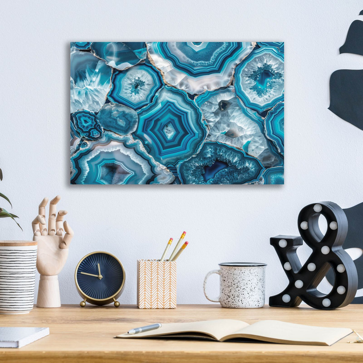 Blue Mineral Mosaic by Svetlana Aleynikova - 16x12 acrylic wall art in a room