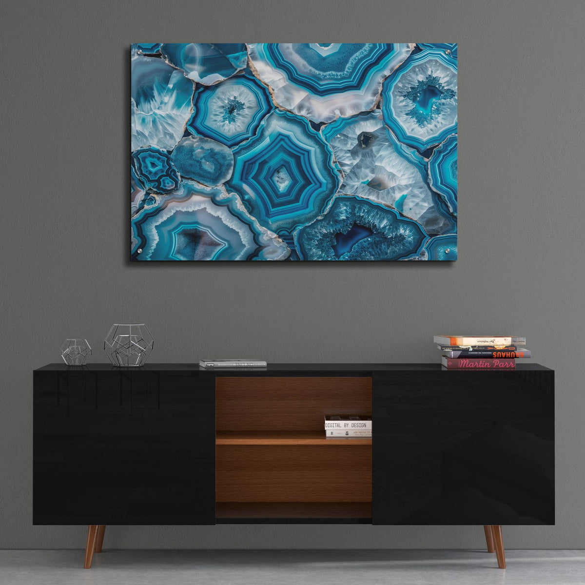 Blue Mineral Mosaic by Svetlana Aleynikova - 36x24 acrylic wall art in a room