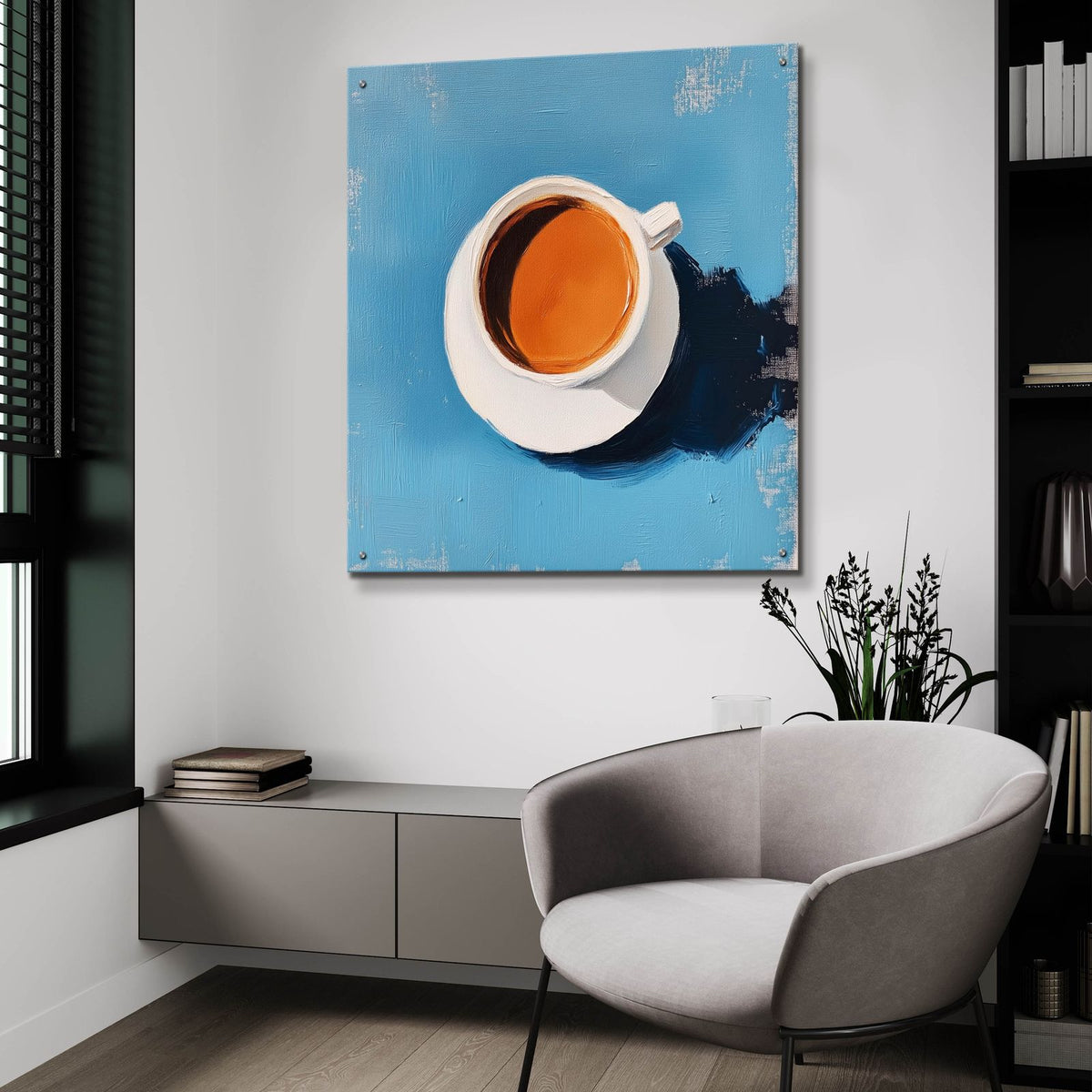 Blue Table Cup by Svetlana Aleynikova - 36x36 acrylic wall art in a room