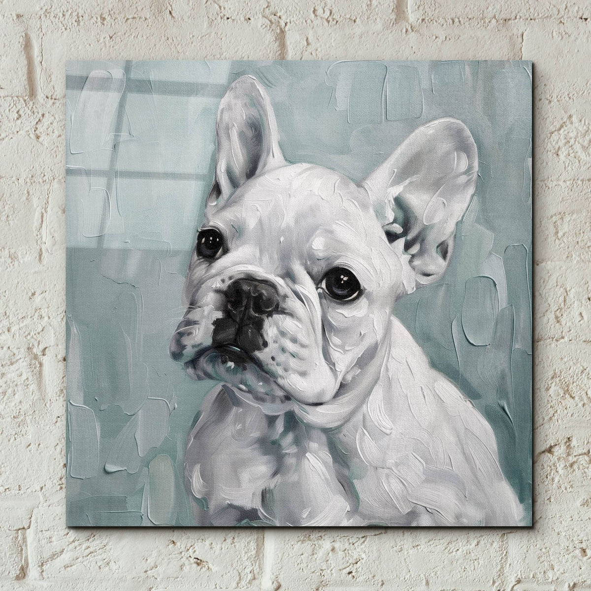 Bulldog In Blue by Svetlana Aleynikova - 12x12 acrylic wall art in a room