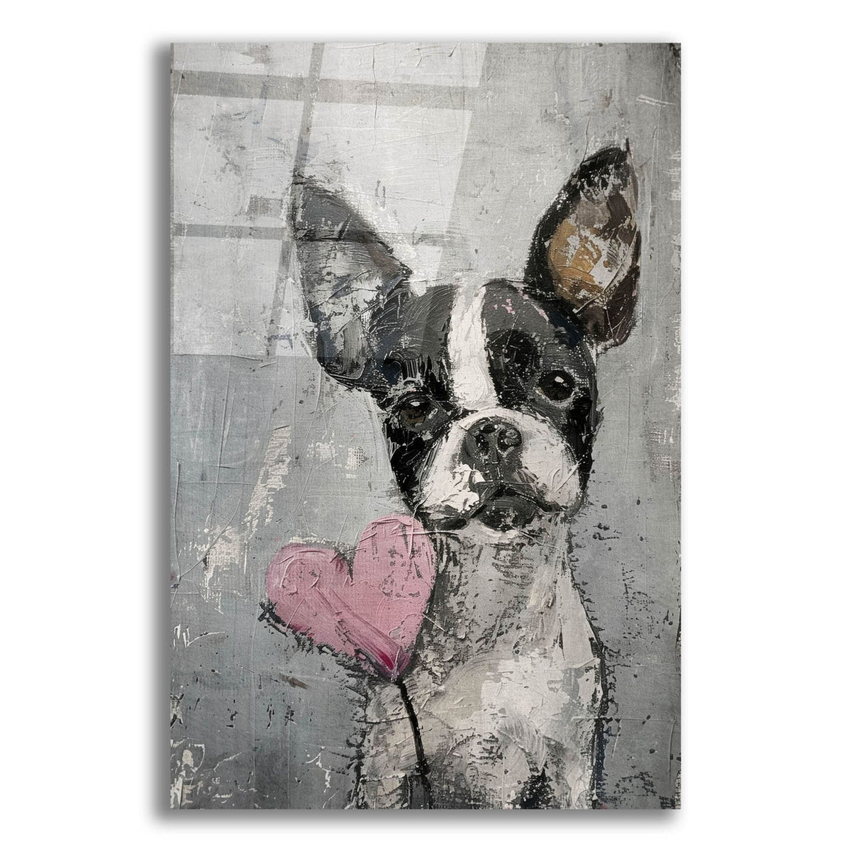 Bulldog With Heart by Svetlana Aleynikova acrylic glass wall art