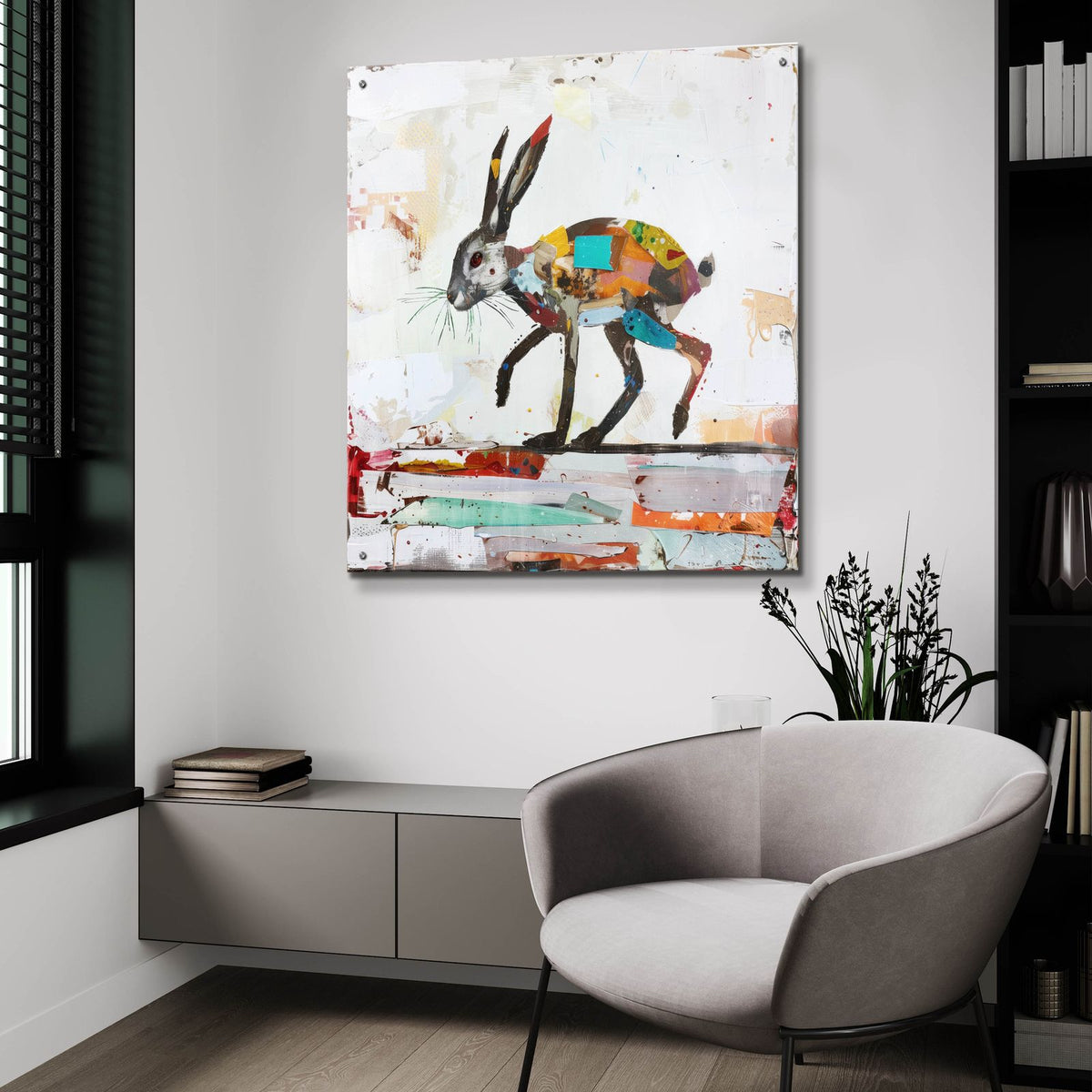 Bunny Collage by Svetlana Aleynikova - 36x36 acrylic wall art in a room