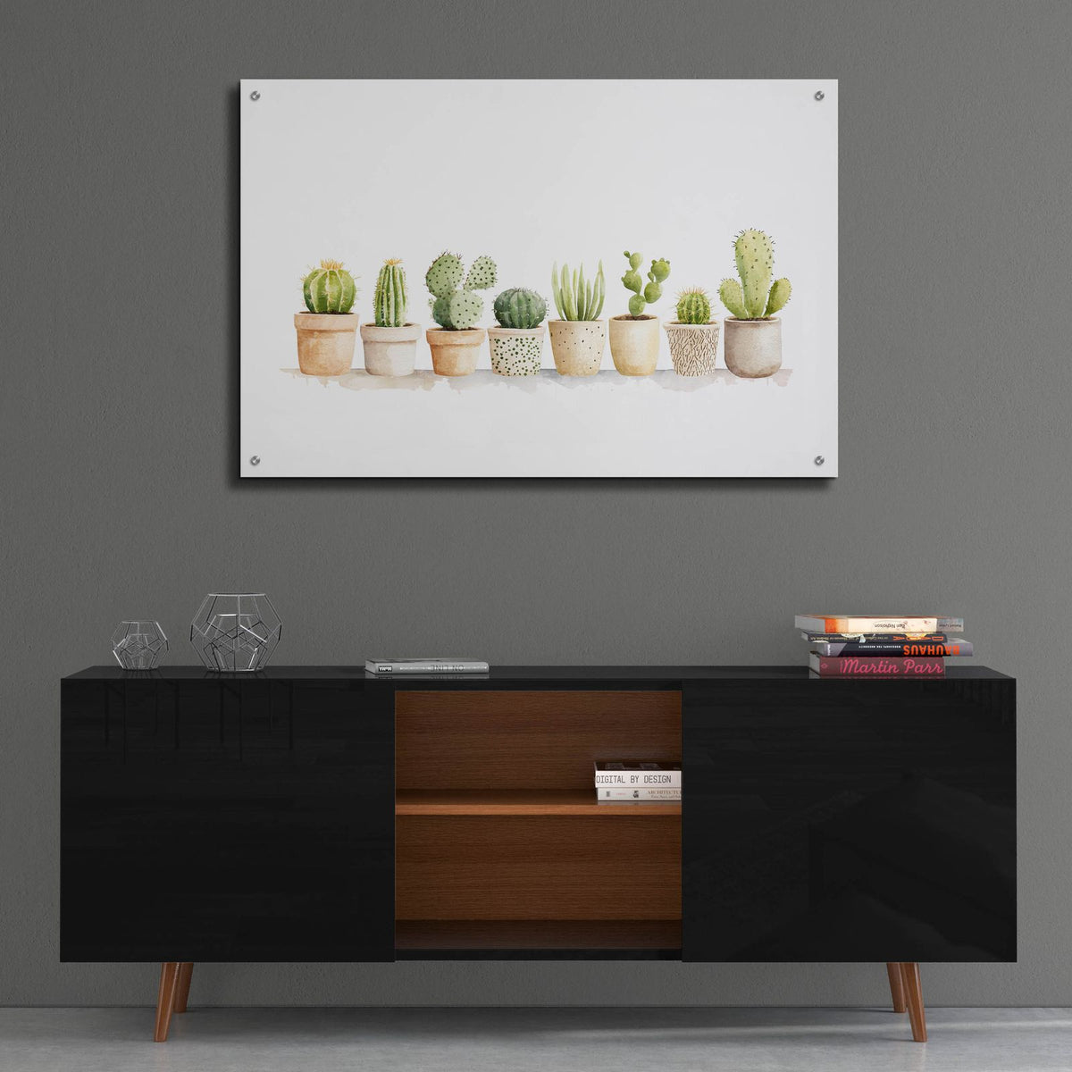 Cacti In Ceramic by Svetlana Aleynikova - 36x24 acrylic wall art in a room