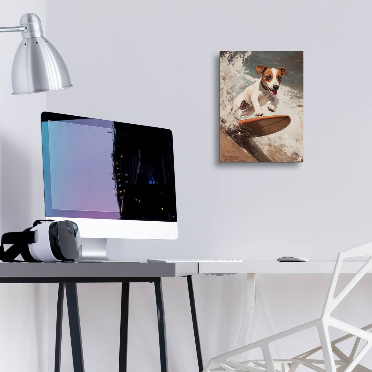 Doggy Surfing by Svetlana Aleynikova - 12x16 acrylic wall art in a room