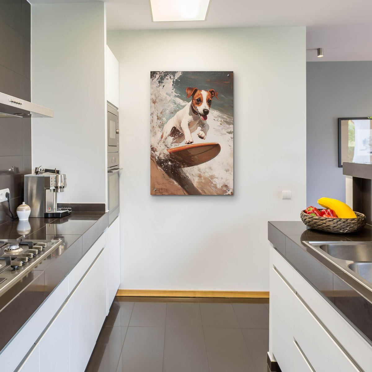 Doggy Surfing by Svetlana Aleynikova - 24x36 acrylic wall art in a room