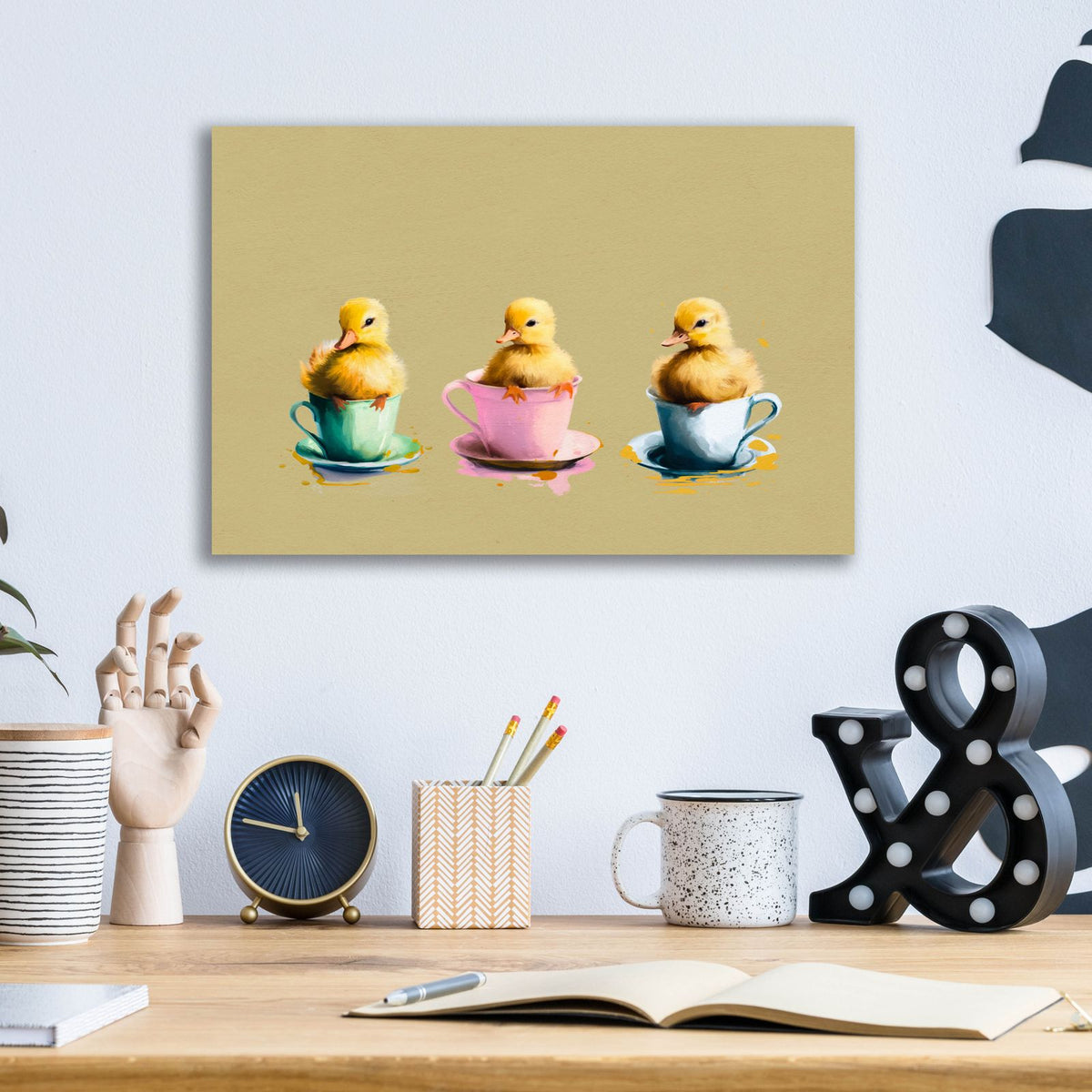 Ducklings Cups by Svetlana Aleynikova - 16x12 acrylic wall art in a room
