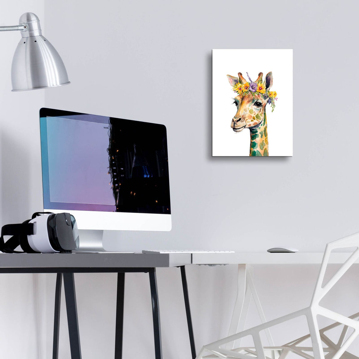 Giraffe With Flowers by Svetlana Aleynikova - 12x16 acrylic wall art in a room