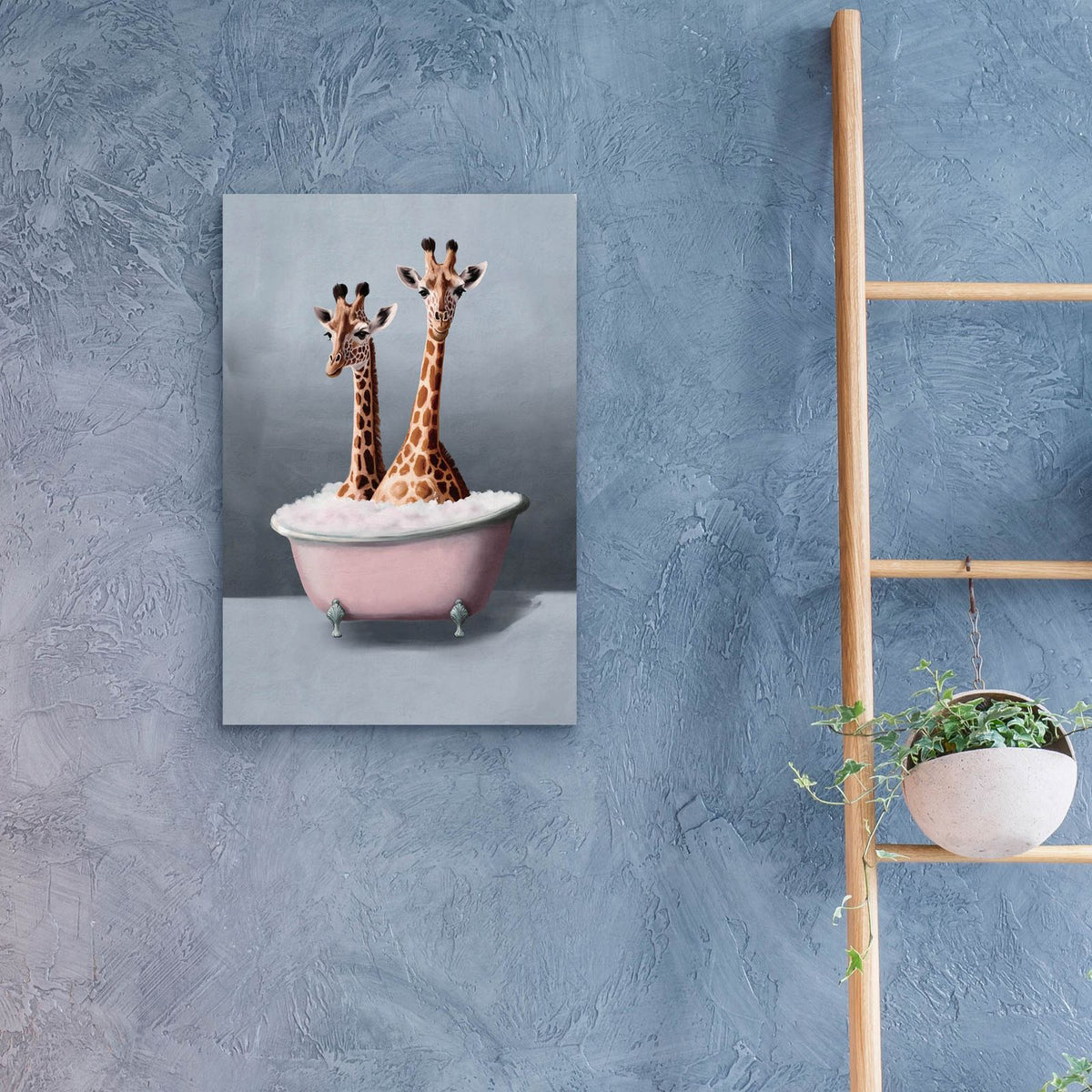 Giraffes In The Bath by Svetlana Aleynikova - 16x24 acrylic wall art in a room