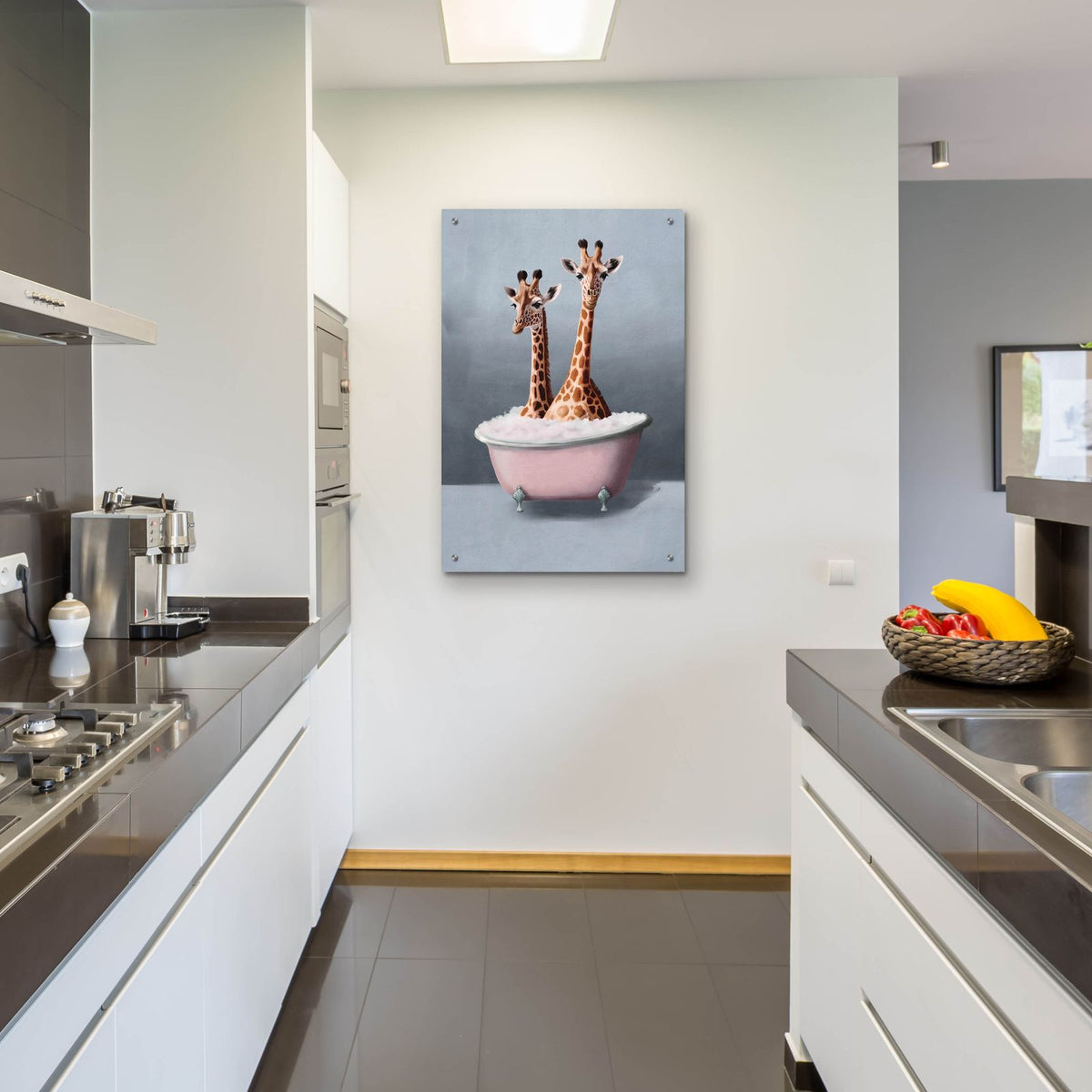 Giraffes In The Bath by Svetlana Aleynikova - 24x36 acrylic wall art in a room
