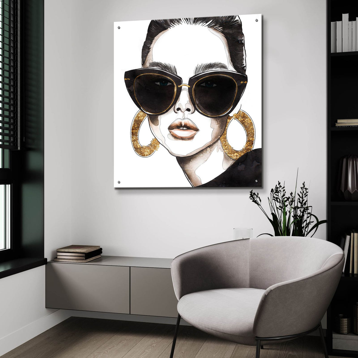 Golden Hoops by Svetlana Aleynikova - 36x36 acrylic wall art in a room