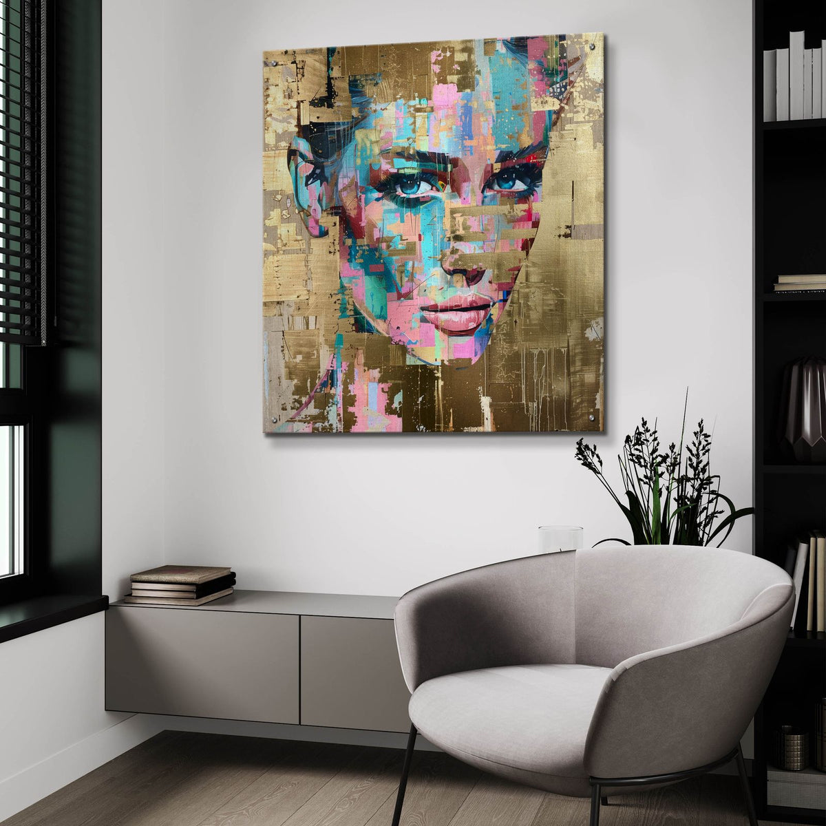 Golden Hues Portrait by Svetlana Aleynikova - 36x36 acrylic wall art in a room