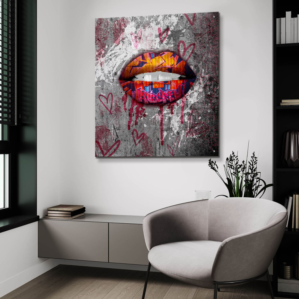 Graffiti Lips by Svetlana Aleynikova - 36x36 acrylic wall art in a room
