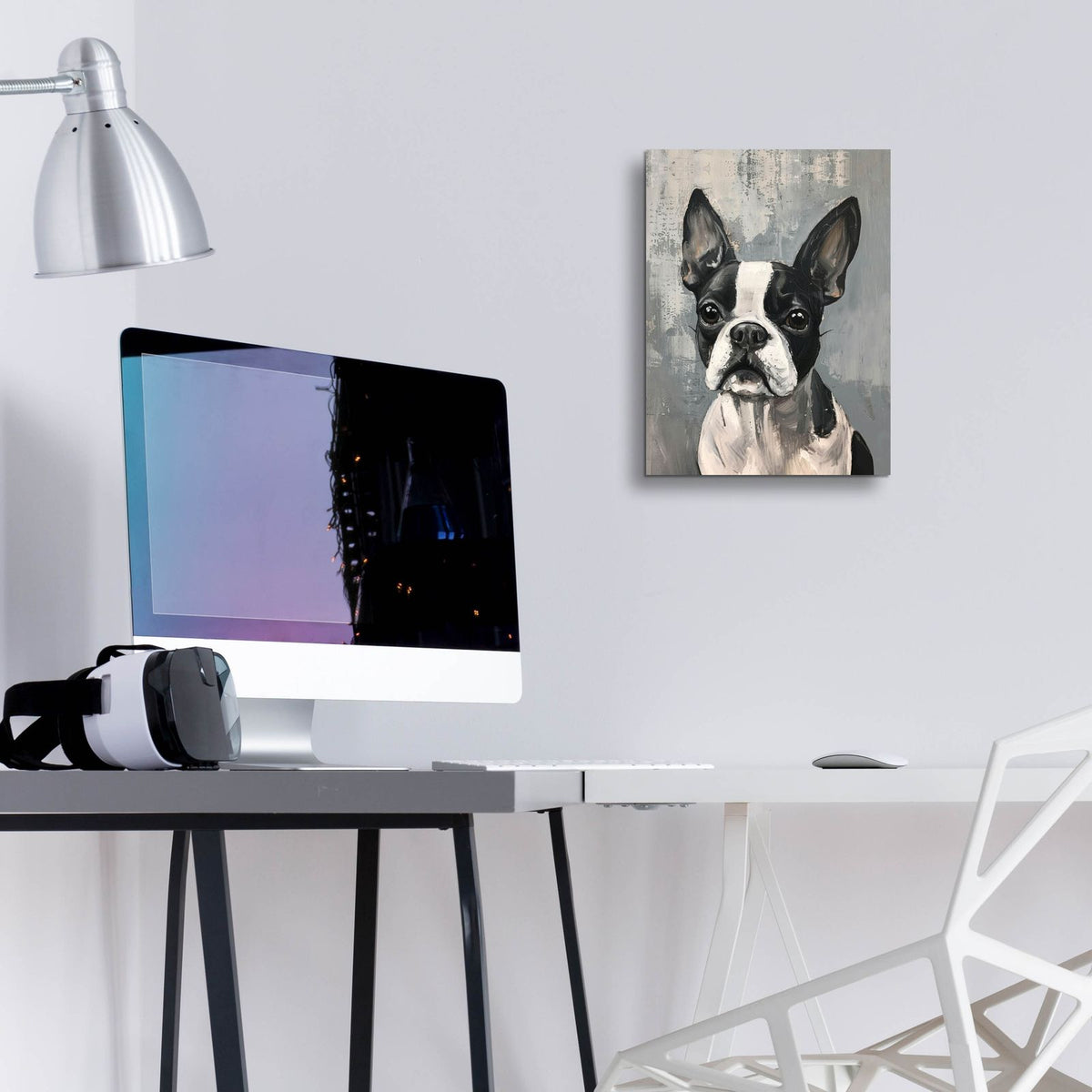 Gray Canvas Bulldog by Svetlana Aleynikova - 12x16 acrylic wall art in a room