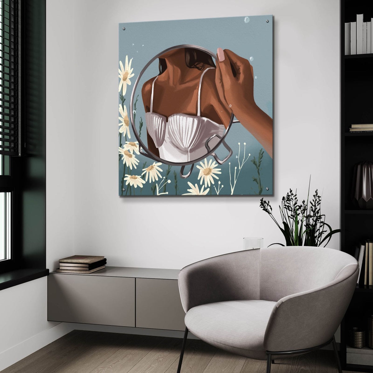 Mermaid In The Mirror by Svetlana Aleynikova - 36x36 acrylic wall art in a room