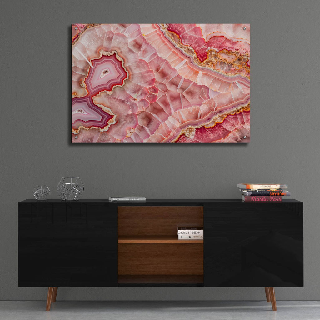 Pink Mineral Mosaic by Svetlana Aleynikova - 36x24 acrylic wall art in a room