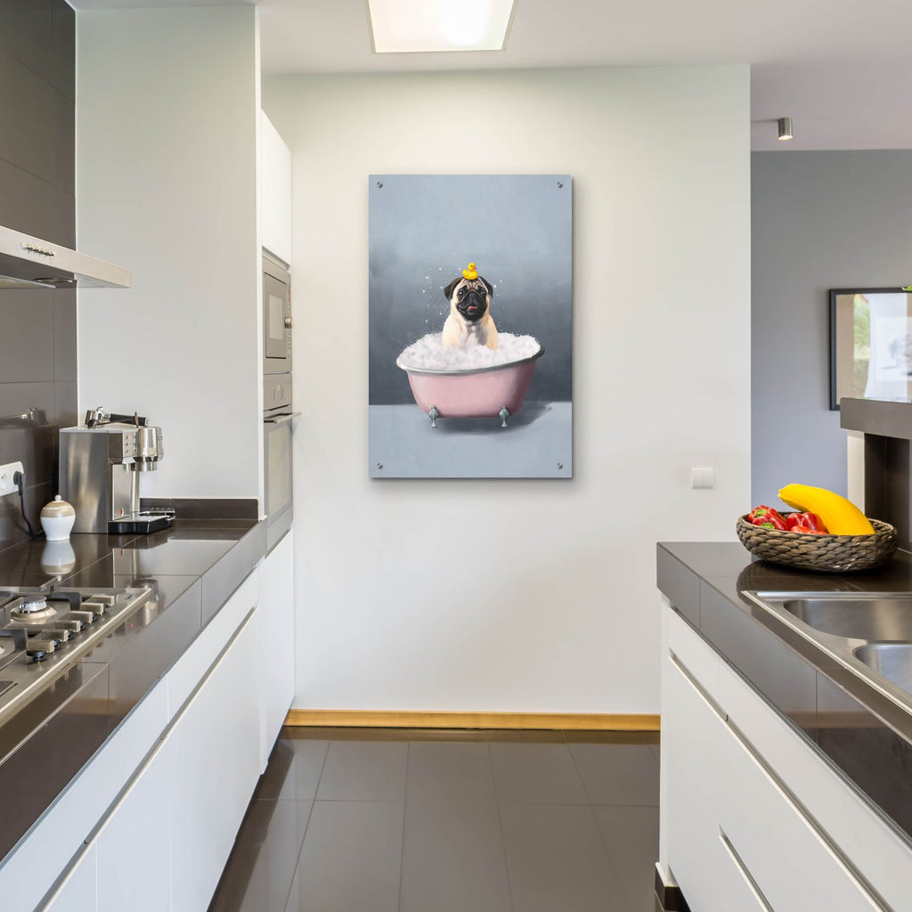 Pug In The Bath by Svetlana Aleynikova - 24x36 acrylic wall art in a room