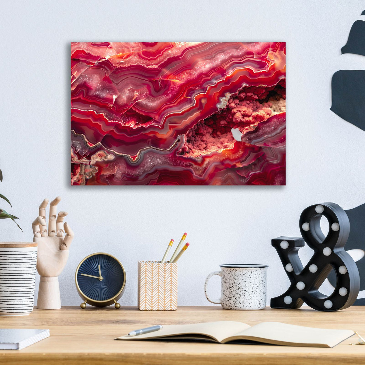 Red Mineral Mosaic by Svetlana Aleynikova - 16x12 acrylic wall art in a room