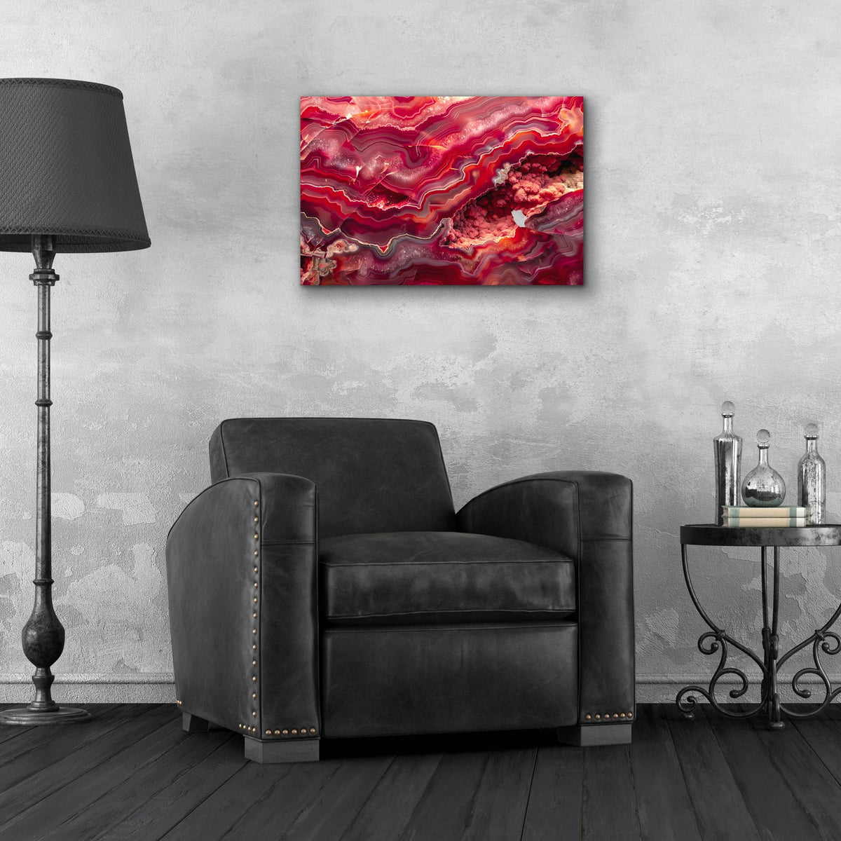 Red Mineral Mosaic by Svetlana Aleynikova - 24x16 acrylic wall art in a room