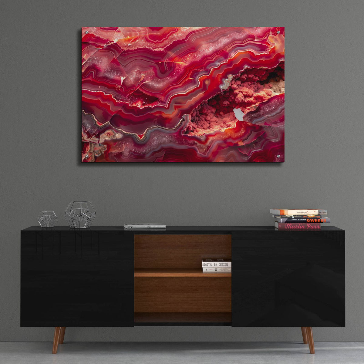 Red Mineral Mosaic by Svetlana Aleynikova - 36x24 acrylic wall art in a room