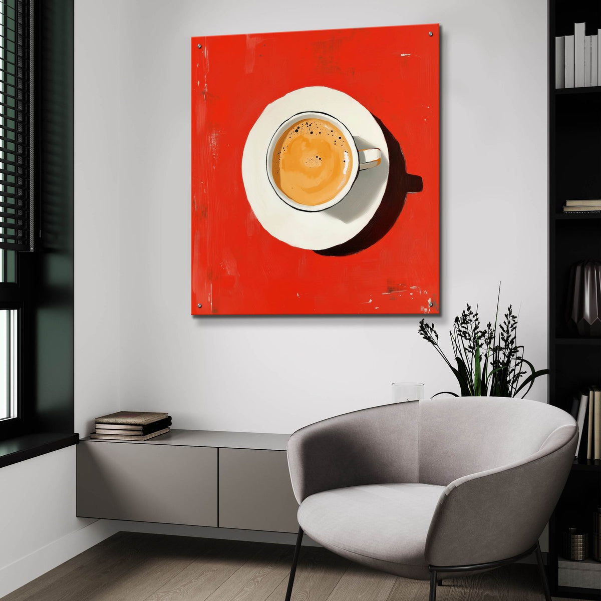 Red Table Cup by Svetlana Aleynikova - 36x36 acrylic wall art in a room