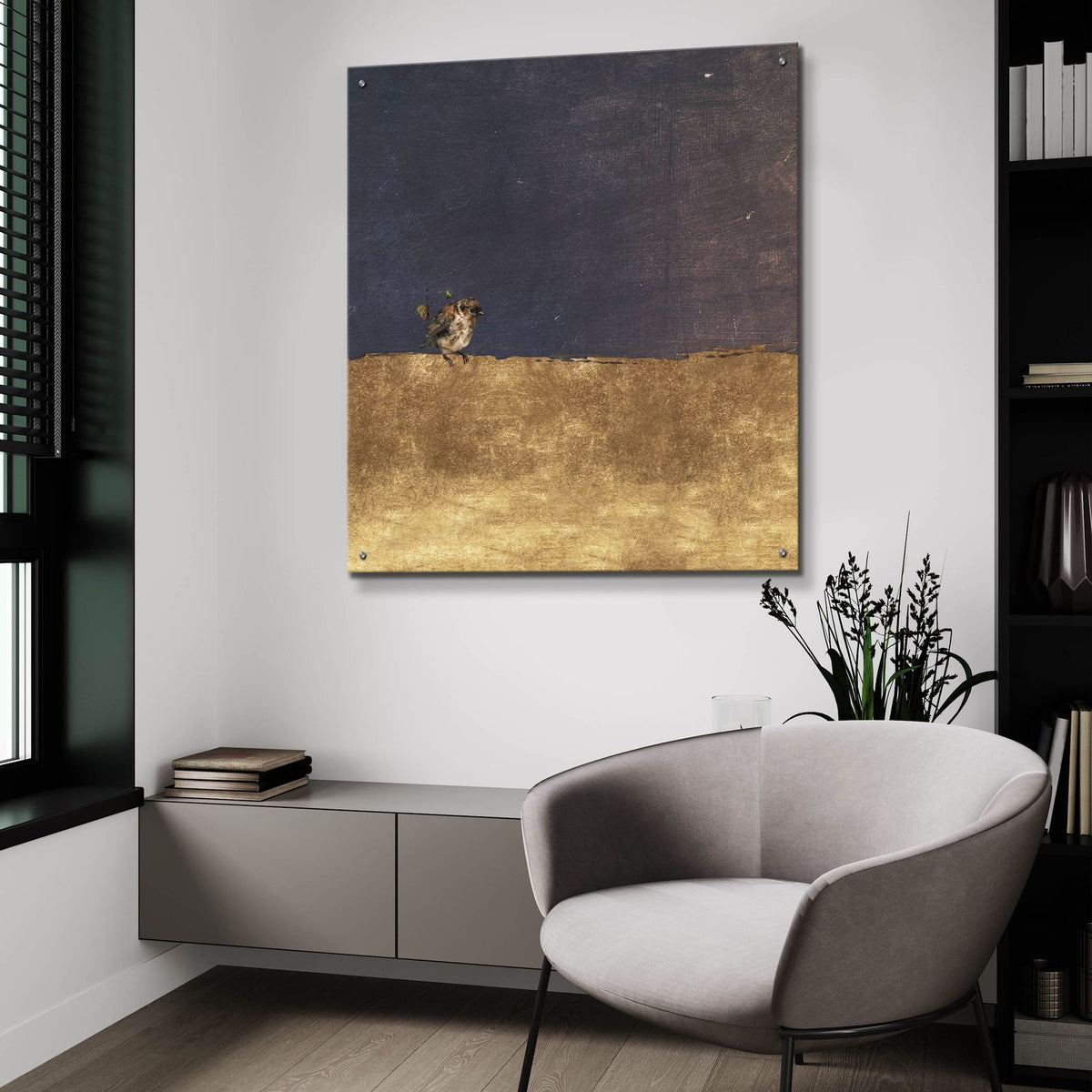 Sparrow In Abstraction by Svetlana Aleynikova - 36x36 acrylic wall art in a room