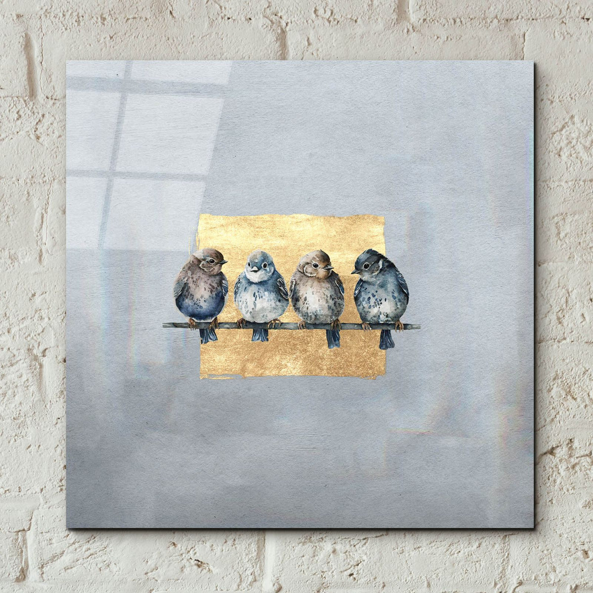 Sparrows On A Branch by Svetlana Aleynikova - 12x12 acrylic wall art in a room