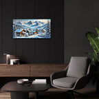 Alpine Village In Snow Paining by Rey Klimt - 24x12 acrylic wall art in a room