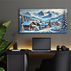 Alpine Village In Snow Paining by Rey Klimt - 48x24 acrylic wall art in a room