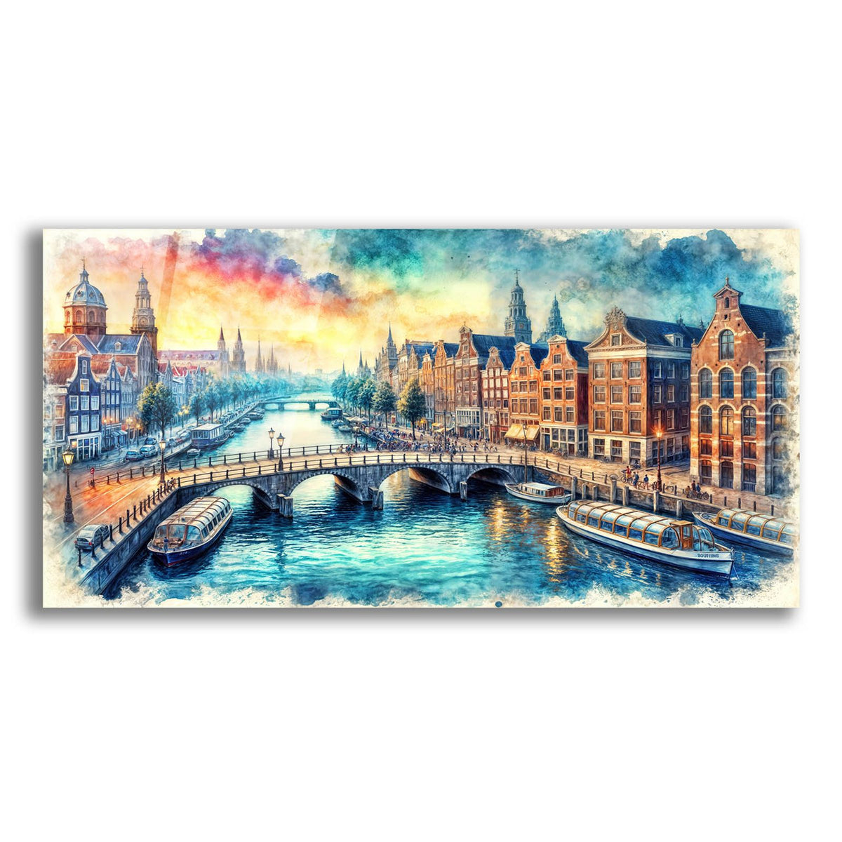 Amsterdam Watercolor by Rey Klimt acrylic glass wall art