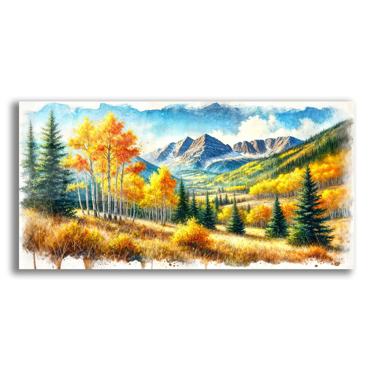 Aspen Landscape Watercolor by Rey Klimt acrylic glass wall art