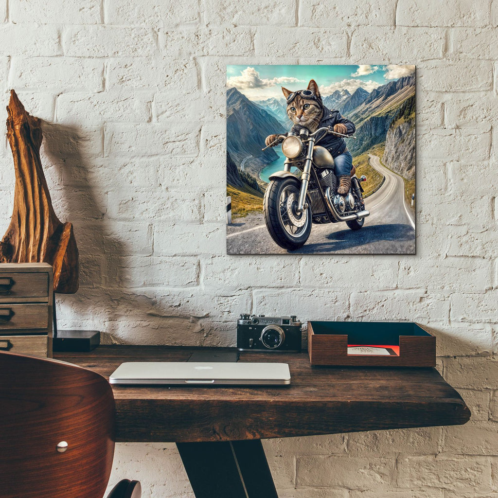 Biker Cat by Rey Klimt - 12x12 acrylic wall art in a room