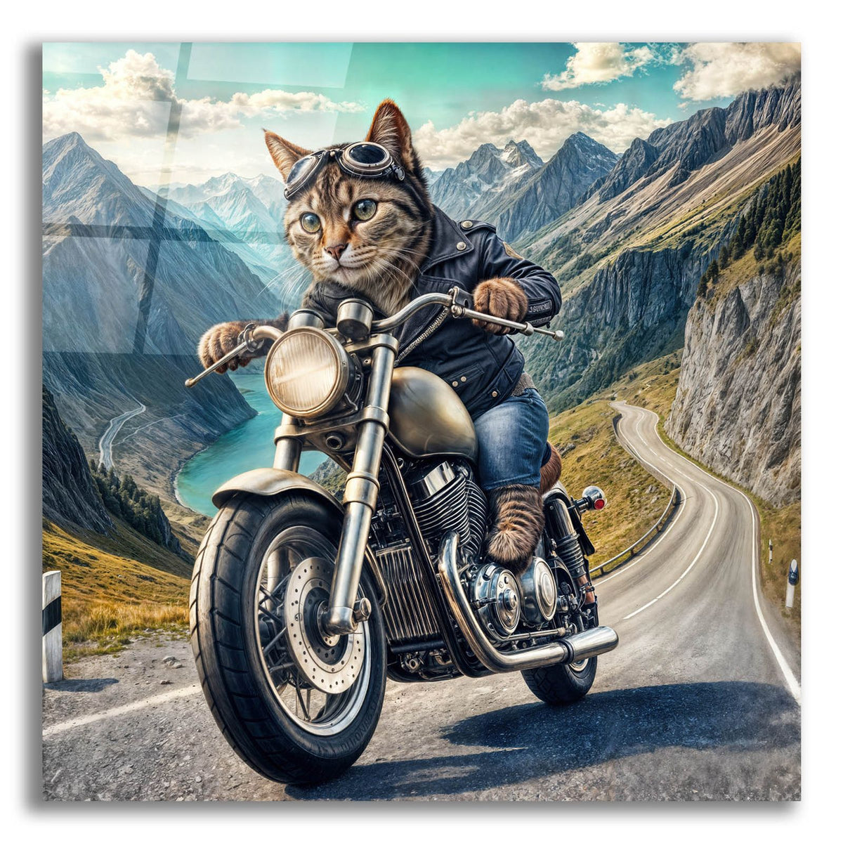 Biker Cat by Rey Klimt acrylic glass wall art
