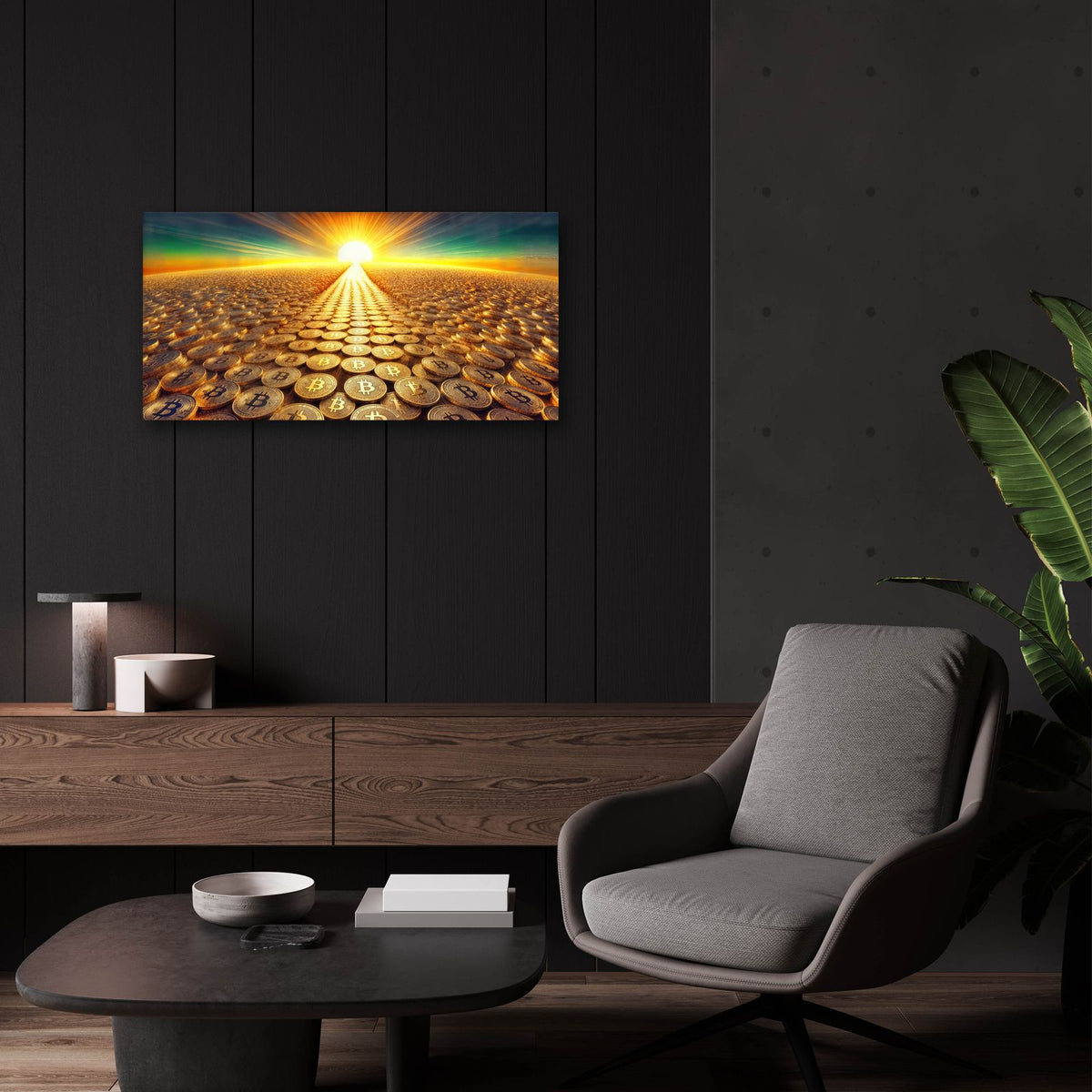 Bitcoin Crypto Road To Prosperity & Wealth by Rey Klimt - 24x12 acrylic wall art in a room