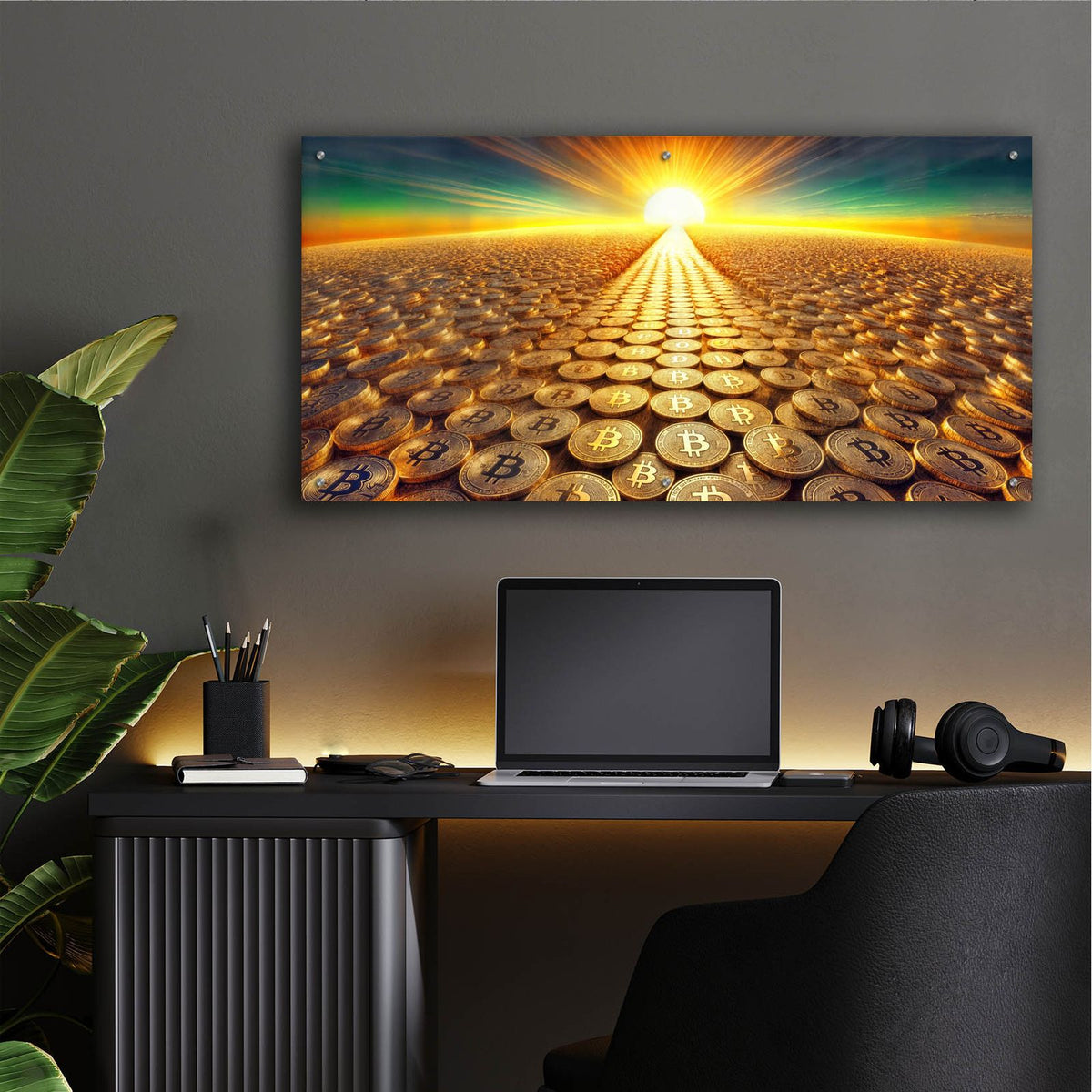 Bitcoin Crypto Road To Prosperity & Wealth by Rey Klimt - 48x24 acrylic wall art in a room