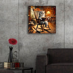 Cat In Rocking Chair Reading by Rey Klimt - 24x24 acrylic wall art in a room