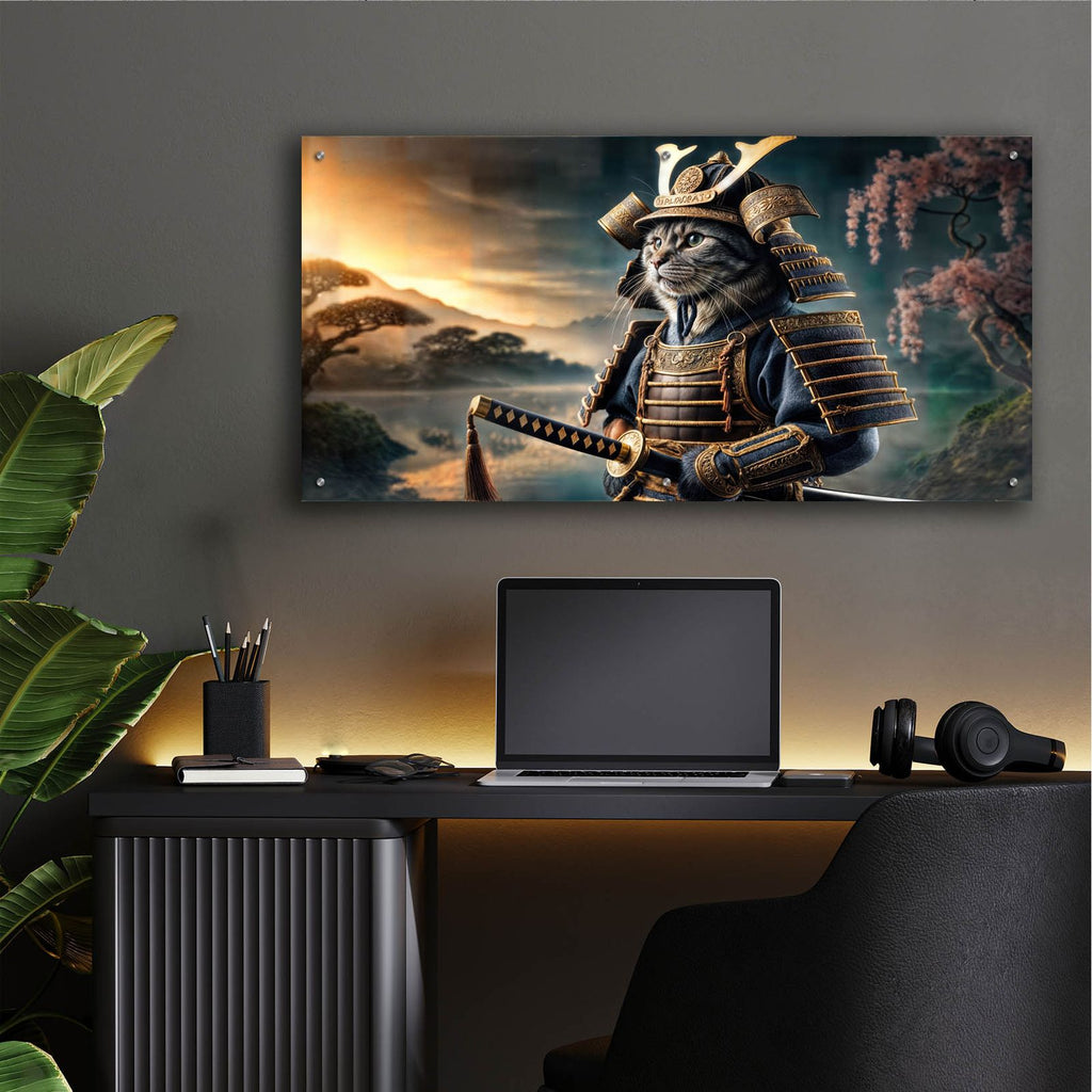 Cat Samurai by Rey Klimt - 48x24 acrylic wall art in a room