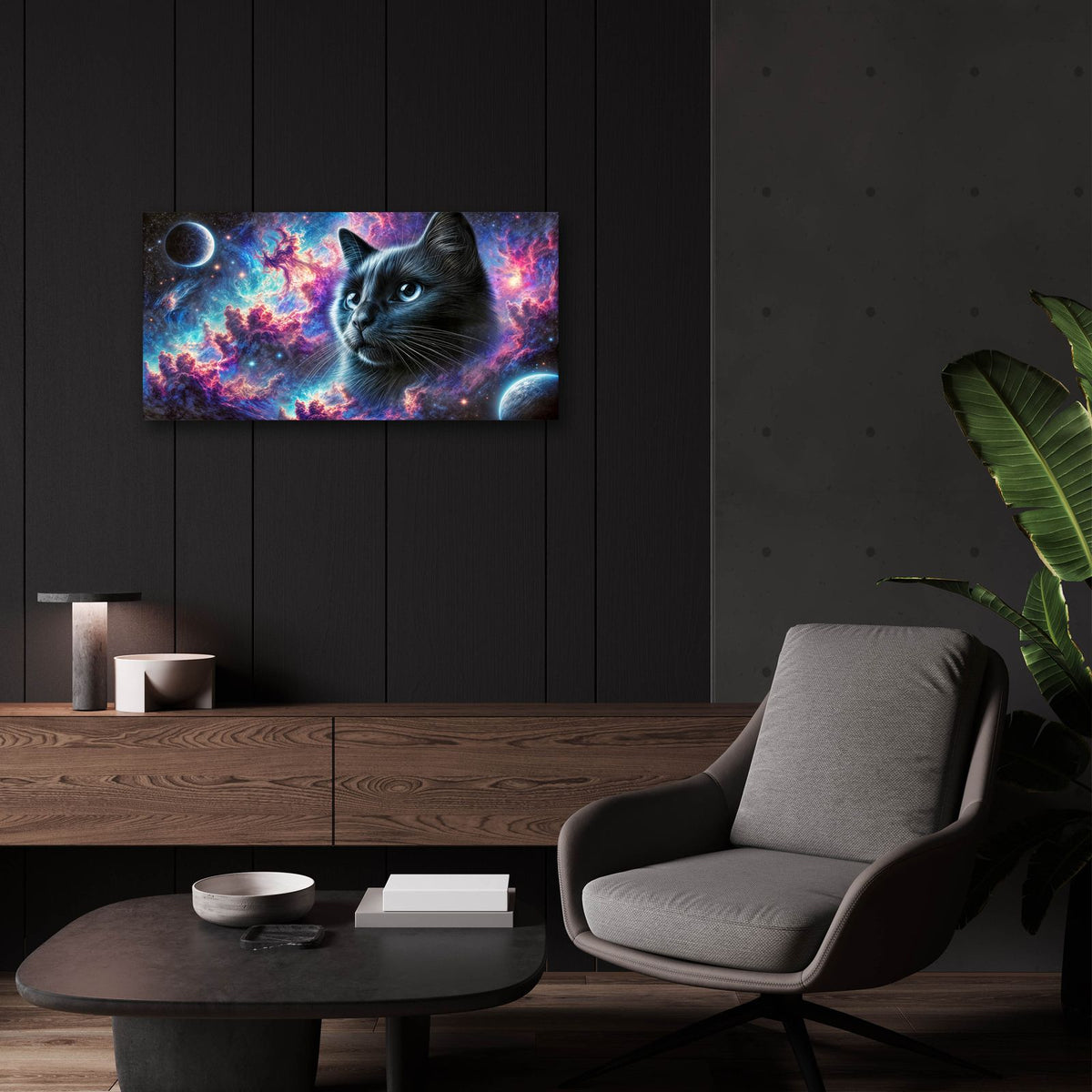Cat Universe by Rey Klimt - 24x12 acrylic wall art in a room