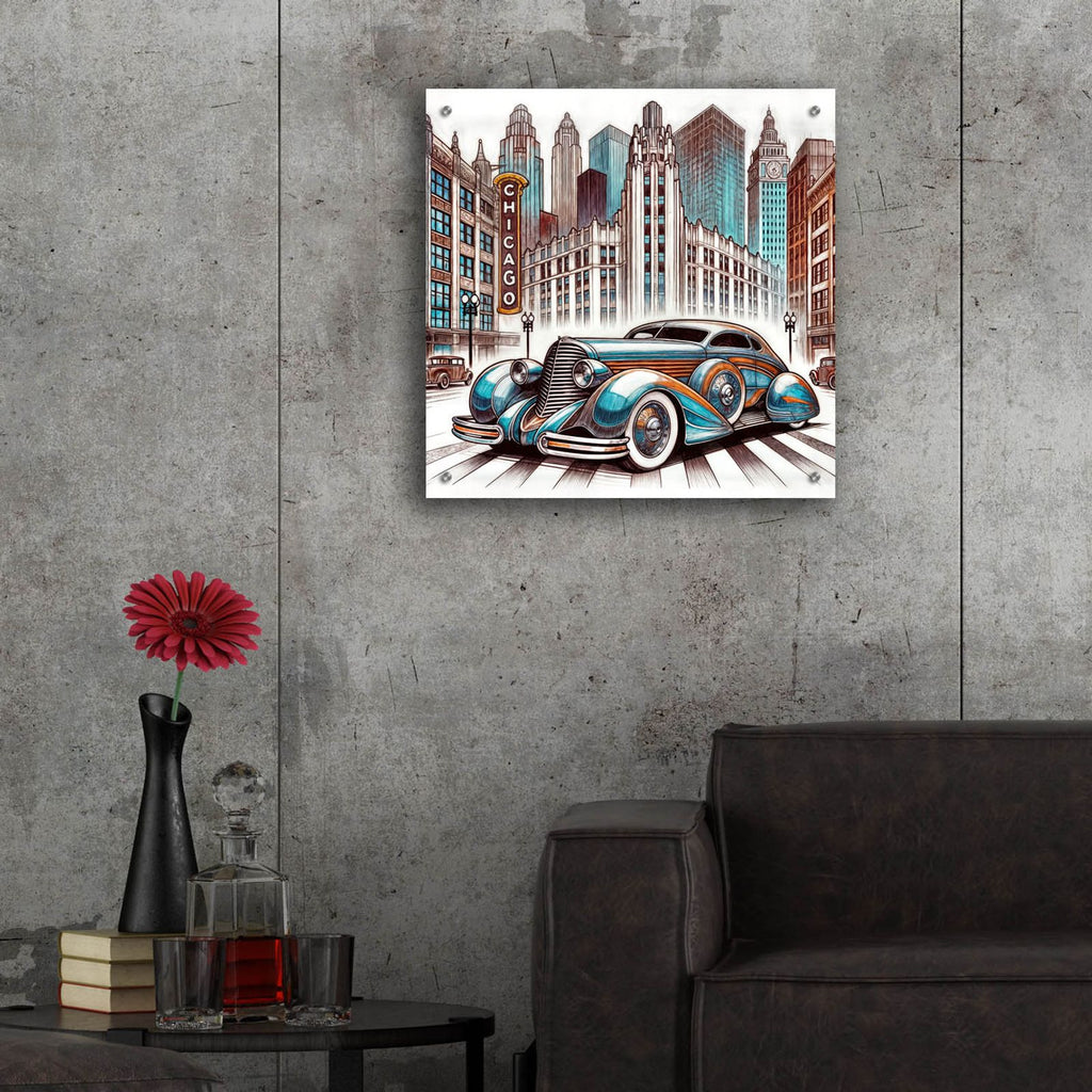 Chicago Art Deco Car by Rey Klimt - 24x24 acrylic wall art in a room