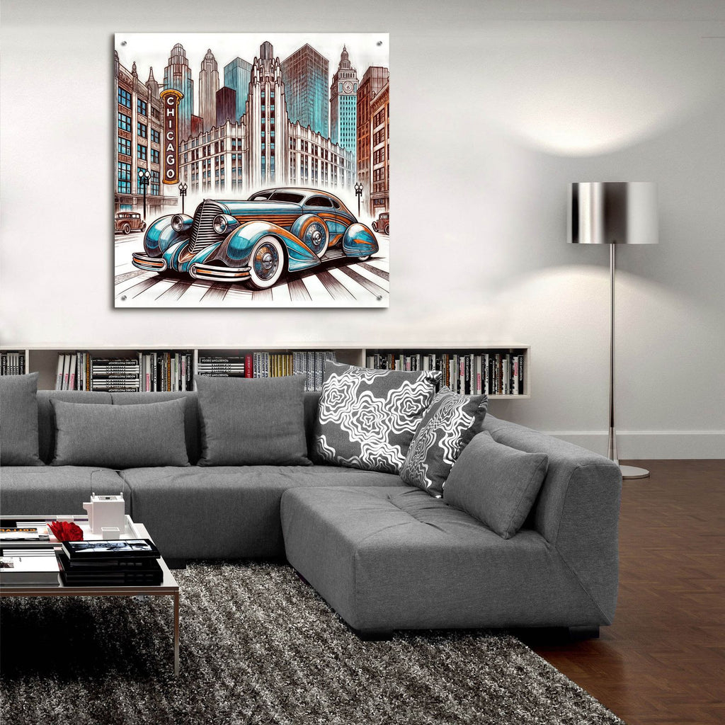 Chicago Art Deco Car by Rey Klimt - 36x36 acrylic wall art in a room
