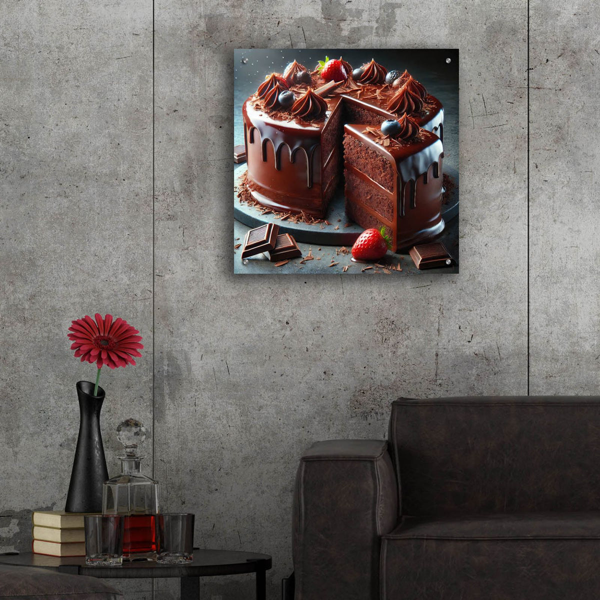 Chocolate Cake by Rey Klimt - 24x24 acrylic wall art in a room