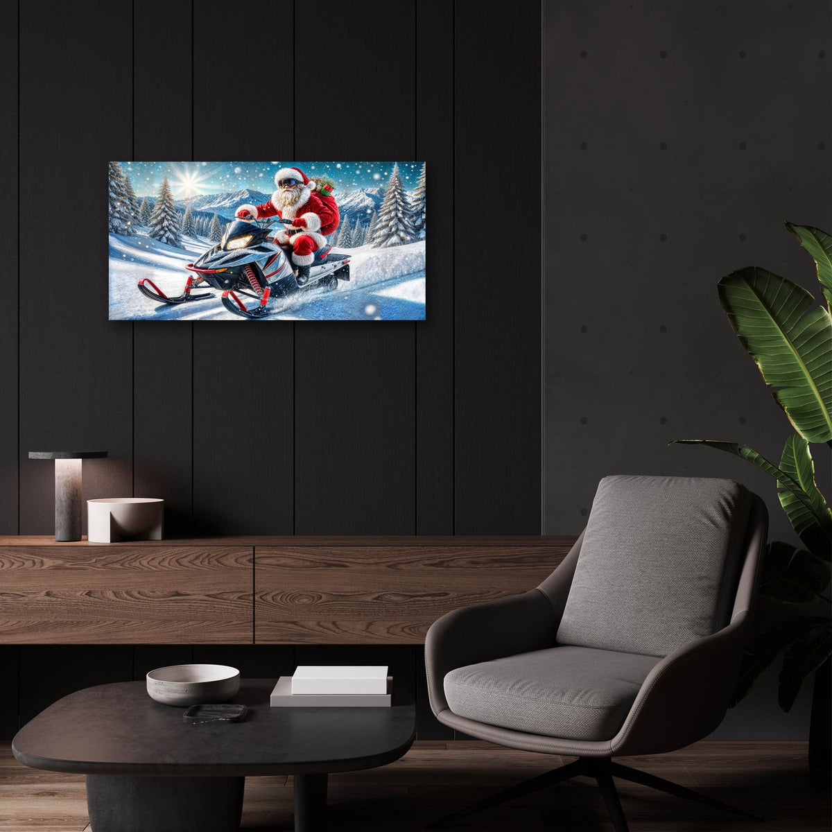 Contemporary Santa Clause by Rey Klimt - 24x12 acrylic wall art in a room