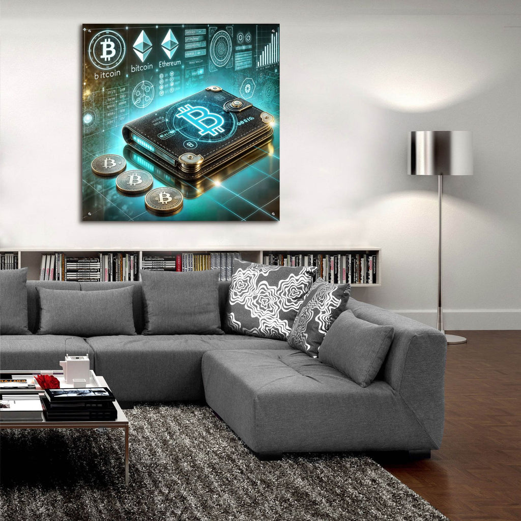 Crypto Wallet by Rey Klimt - 36x36 acrylic wall art in a room